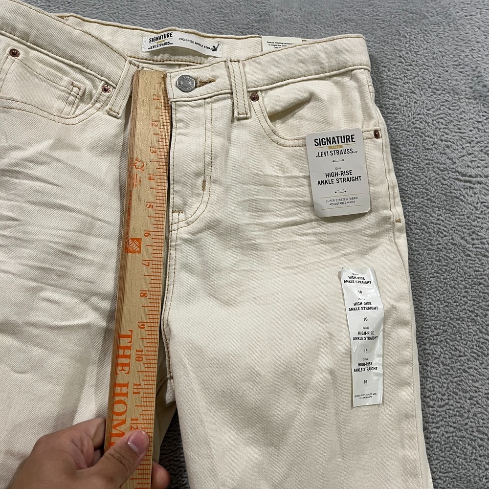 Signature by Levi Strauss Girls 16 Jeans High Rise Ankle Straight Distressed Y2K - Picture 8 of 12